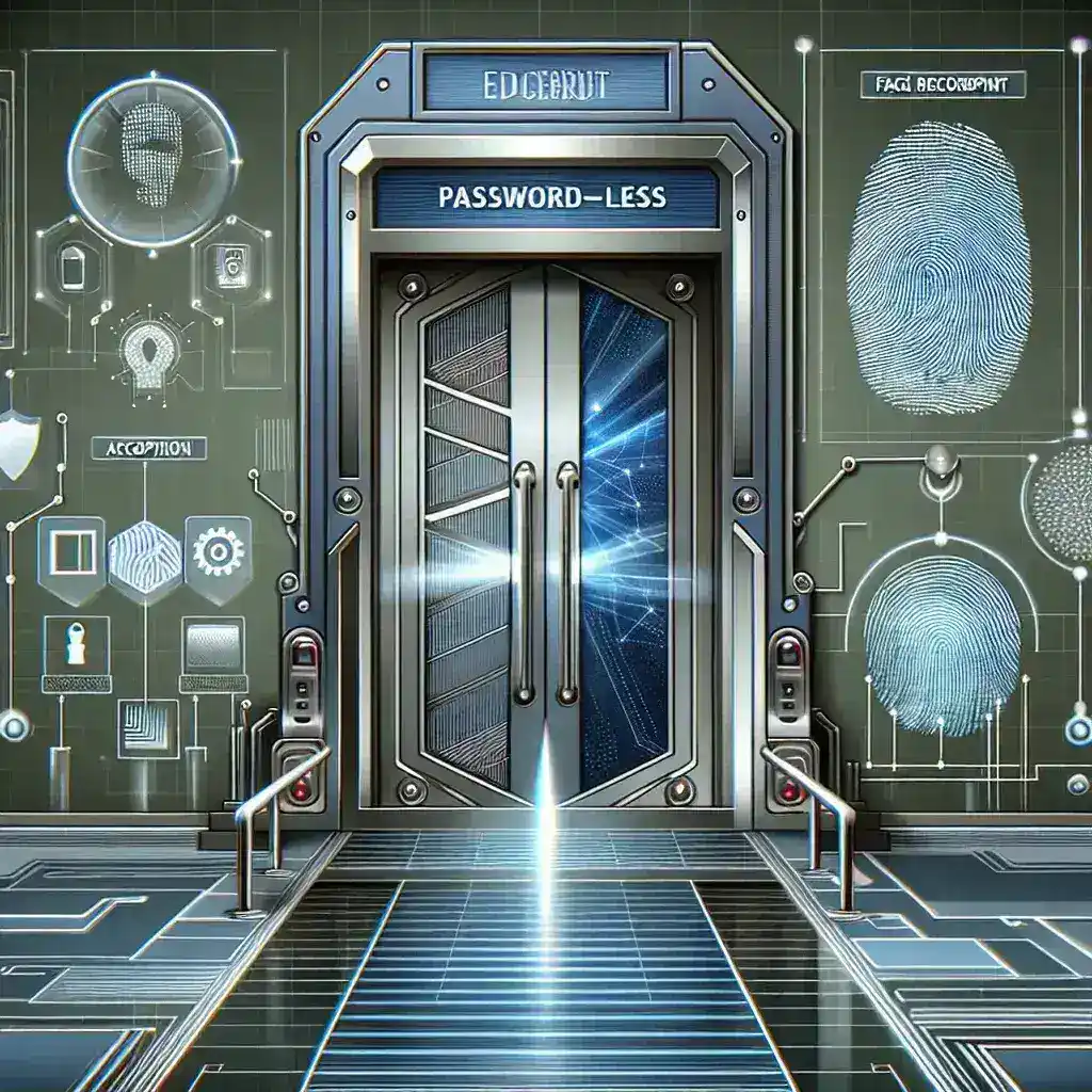 "Infographic illustrating various password-less authentication methods, including biometric systems, hardware tokens, and mobile authentication, highlighting their security benefits and adoption readiness in modern cybersecurity practices."